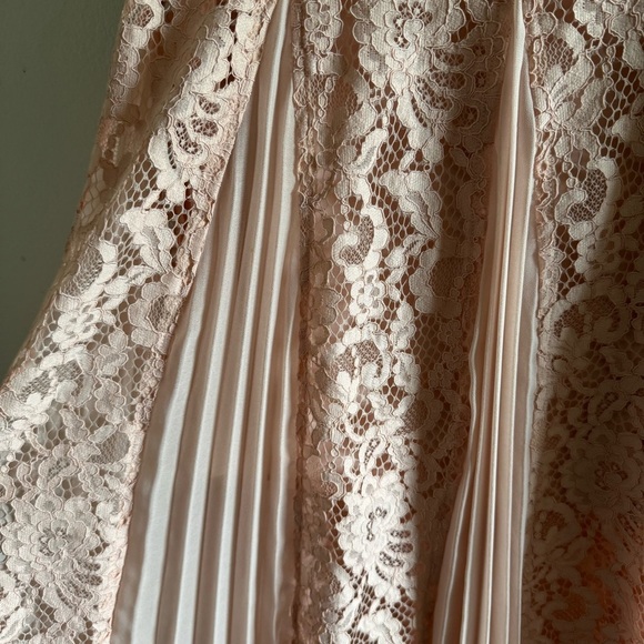 Sandro Pale Pink Pleated Detail Floral Lace Midi Skirt size 2 - Picture 10 of 14